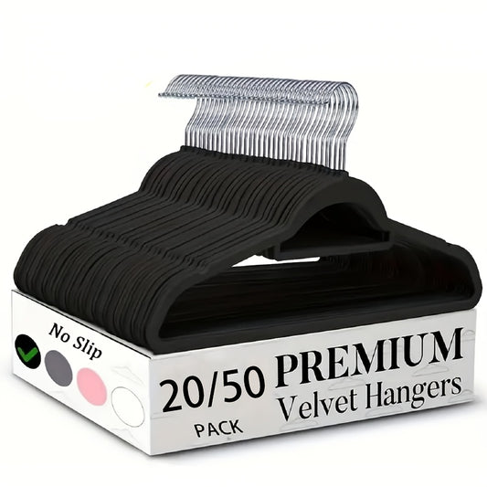 Velvet Hangers 20/50 Pack Heavy Duty Non-Slip with 360° Swivel Hook & Tie Bar, Space-Saving Slim Clothes Hangers for Closet Organization, Prevents Slipping & Stretching