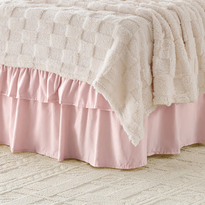 Ruffle Bed Skirt 16 Inch Drop Elastic Wrap Around – Twin Full Queen King/CK, 10 Colors, Easy No-Lift Install, Machine Washable Dust Ruffle