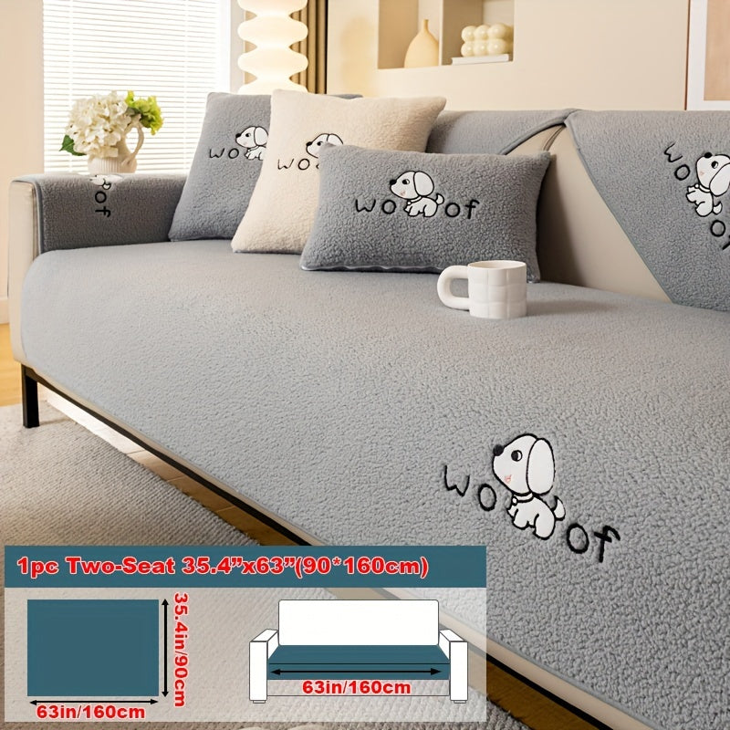 Sherpa Sofa Cover for Pets – Thick Plush Non-Slip Couch Protector Slipcover for Dogs & Cats, Furniture Protection Cover for Sofa Seat, Backrest, Armrest & Cushion, Bedroom Living Room Office