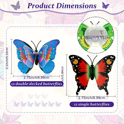 LED Butterfly Wall Decorations 30 Pcs 3D Butterfly Night Light Stickers for Bedroom Living Room Party Wedding Decor, Colorful Glowing Butterfly Wall Stickers Home Decor Gift, Random Color