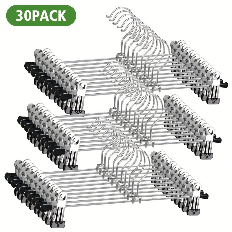 Metal Clothes Hangers with Clips Space Saving Coat Hangers for Jeans Skirts Pants 30 or 60 Pack Slim Wardrobe Organizer for Bedroom Closet Dorm Home Storage