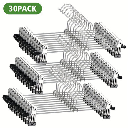 Metal Clothes Hangers with Clips Space Saving Coat Hangers for Jeans Skirts Pants 30 or 60 Pack Slim Wardrobe Organizer for Bedroom Closet Dorm Home Storage