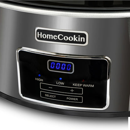 Slow Cooker Digital Programmable 6 or 7 Quart with Non-Stick Ceramic Bowl, Countdown Timer & Keep Warm Function for Family Meals, Soups, Stews & Holiday Cooking – Stainless Steel or Black