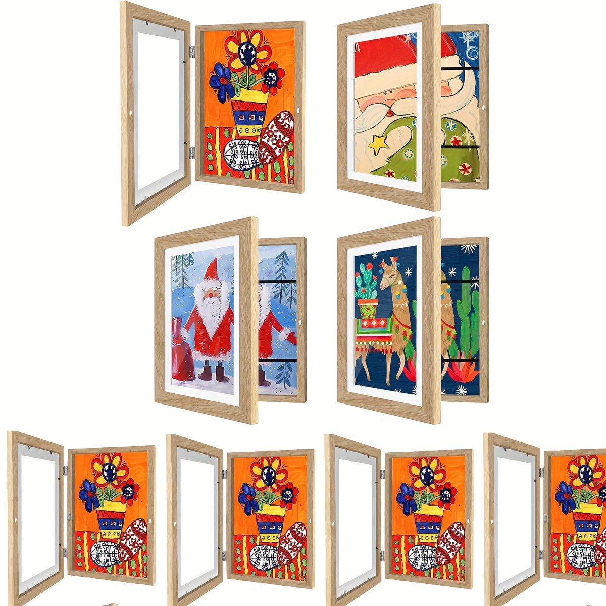 Kids Artwork Frame Front Opening Changeable 8.5x11 Children Art Display Picture Frame for Drawing Crafts Photos Holds 130 Pieces Wood Black White 1 2 4 8 Pack