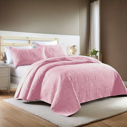 Quilt Set 3 Piece Soft Lightweight Bedding Set with 2 Pillowcases, Thin Comforter Set for Bedroom Guest Room Full Queen King, 10 Colors Washable Bed Quilt Cover Set
