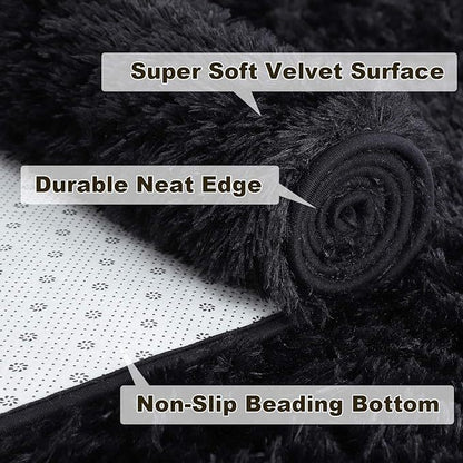 6x9 Fluffy Area Rug for Living Room – Large Shaggy Soft Carpet for Bedroom Dorm Room Decor, Thick Fuzzy Non-Slip Indoor Floor Rug in Tie-Dye Gray Black Coffee, Aesthetic Home Decor Christmas Gift