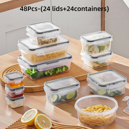 Food Storage Container Set 48 Piece – Airtight Leak-Proof BPA-Free Stackable Plastic Containers with Lids, 8 Sizes Microwave Freezer Dishwasher Safe, Kitchen Pantry Meal Prep Organizer with Labels & Marker