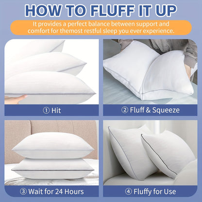 Queen Size Bed Pillows for Sleeping Set of 2 or 4 – Cooling Hotel Quality Down Alternative Pillow 20x30in, Soft Neck Relief Support for Back Stomach Side Sleepers, Breathable & Hypoallergenic