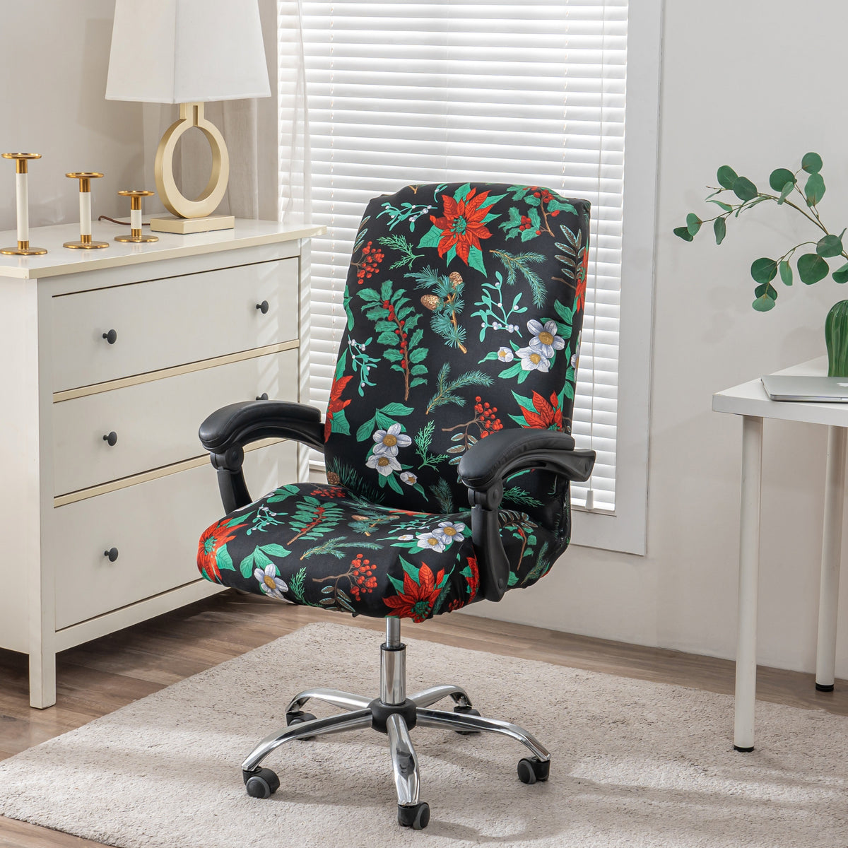 Stretch Printed Office Chair Cover | Universal Spandex Desk Chair Slipcover with Zipper | Removable Washable Anti-Dust Chair Protector, Multiple Colors