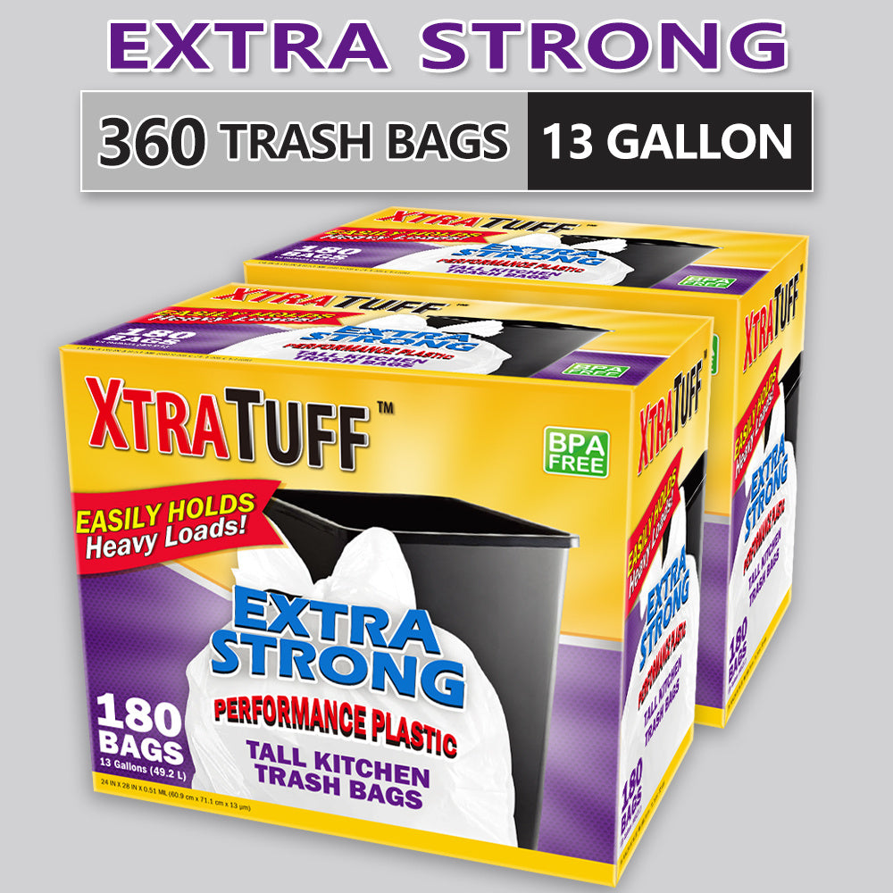 Heavy Duty Trash Bags Bulk Pack - 13 Gallon 8 Gallon 4 Gallon Expandable Garbage Bags, Super Strong Leak-Resistant Odor-Proof Disposable Waste Bags for Kitchen Bedroom Living Room Outdoor