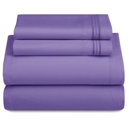 Soft Microfiber Bed Sheet Set 4-Piece 1800 Series 16 Inch Deep Pocket Hotel Luxury Cooling Sheets with Embroidered Pillowcases, Fade & Shrink Resistant, Twin to Cal King, 20 Colors