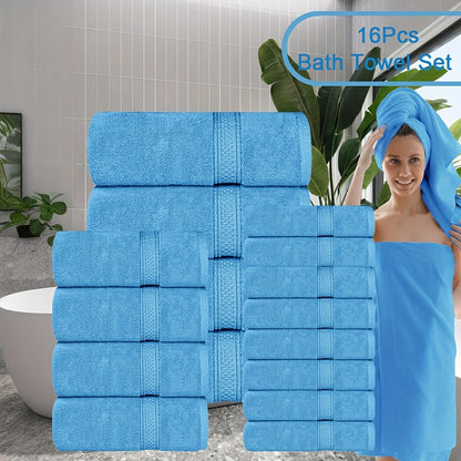 Towel Set 8 Piece & 16 Piece – Soft Absorbent Bath Towels, Hand Towels & Washcloths | Quick Dry Thickened Bathroom Towels for Home Hotel Spa | 12 Colors