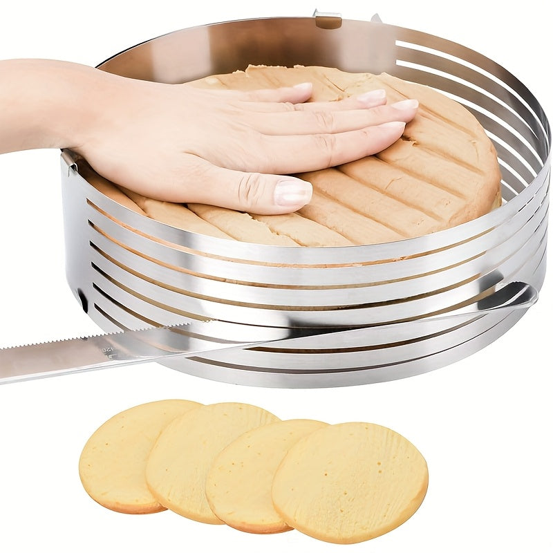 Adjustable Cake Slicer Leveler with 7-Level Height Settings – Stainless Steel Layer Cutter for Even Slices, Professional Baking Tool for Home Bakers & Desserts, 6-12 Inch