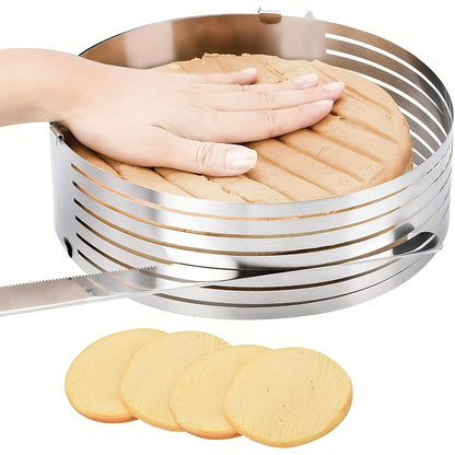 Adjustable Cake Slicer Leveler with 7-Level Height Settings – Stainless Steel Layer Cutter for Even Slices, Professional Baking Tool for Home Bakers & Desserts, 6-12 Inch