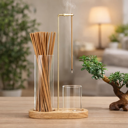 Incense Burner Glass 2-in-1 with Removable Ash Collector and Candle Holder, Meditation Yoga Tea Room Home Decor Incense Holder, Relaxation Spiritual Aromatherapy Gift, 3 Styles