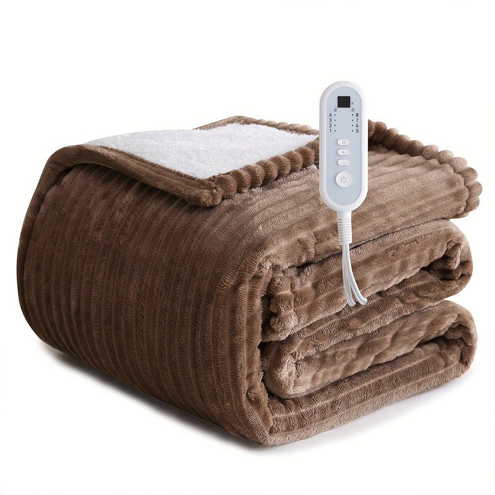 Heated Blanket Electric Flannel with 8 Heat Settings & 10-Hour Auto Off Timer, PTC NTC Dual Overheat Protection, Machine Washable Electric Blanket Throw Twin Full Queen King for Bed Couch Sofa