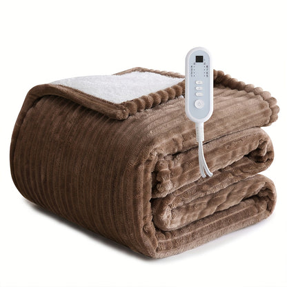 Heated Blanket Electric Flannel with 8 Heat Settings & 10-Hour Auto Off Timer, PTC NTC Dual Overheat Protection, Machine Washable Electric Blanket Throw Twin Full Queen King for Bed Couch Sofa