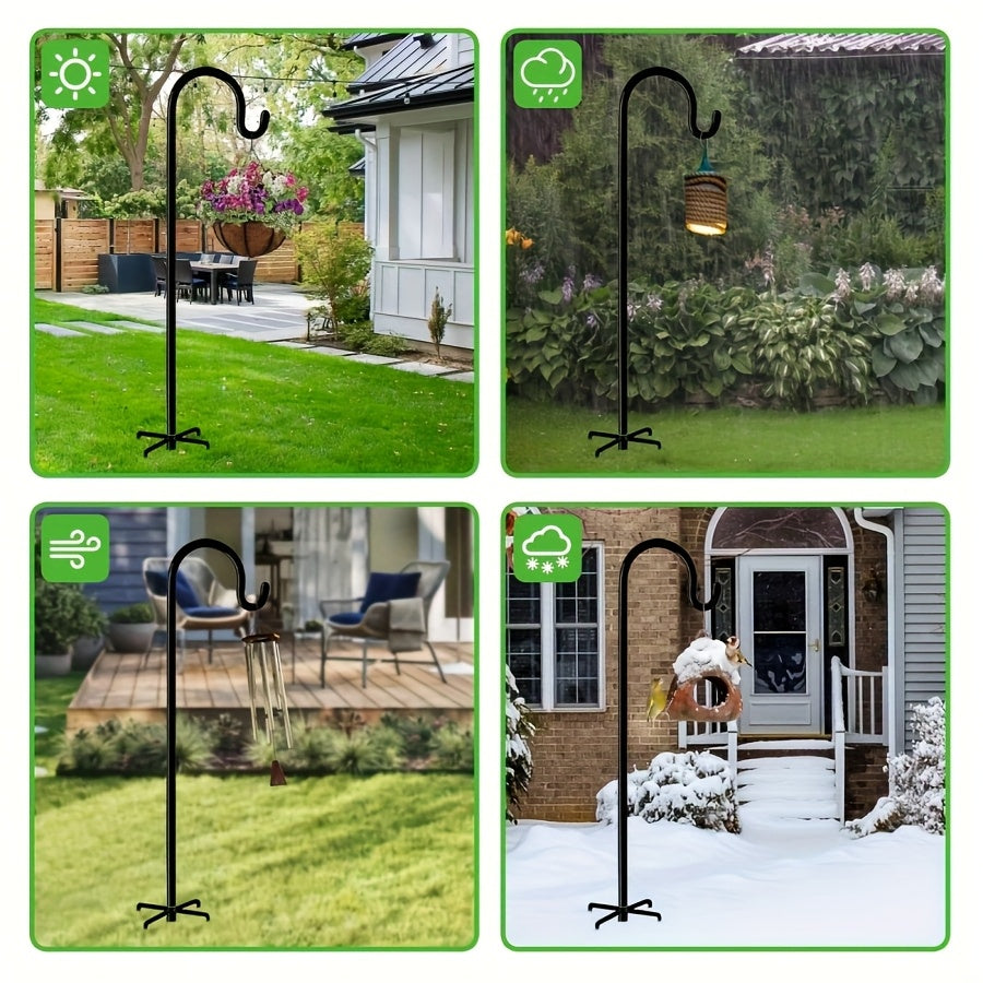 Shepherd Hooks for Outdoor Garden 2 Pack – Heavy Duty Metal Pole with 5-Claw Adjustable Hook for Bird Feeders Hanging Flower Baskets Solar Lights Lanterns Wedding Halloween & Christmas Yard Decor