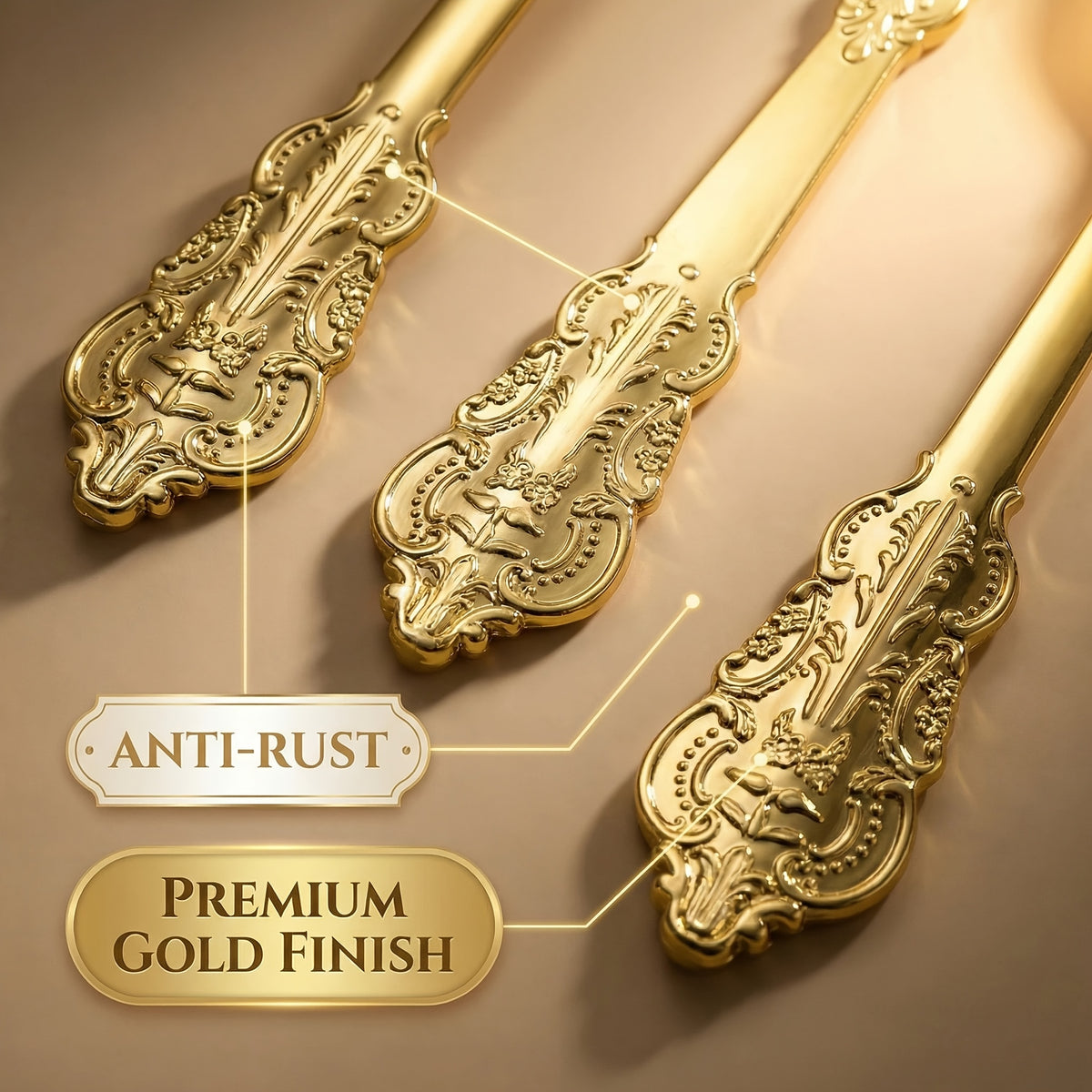 Gold Silver Disposable Cutlery Set 300pcs Serves 100 Guests – Retro Heavyweight Warp-Resistant Fancy Plastic Silverware for Parties Weddings Christmas New Year Valentine's Day Holiday Gatherings