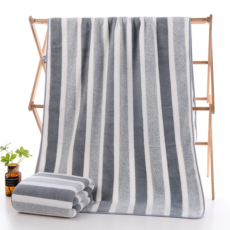 Striped Bath Towel Set, Absorbent Quick-Dry Shower Towels, Super Soft Skin-Friendly Cotton-Feel Bathing Towels for Home Bathroom & Beach, 27.6x55.1 Inch, Available in 1-Pack & 4-Pack, Multiple Colors