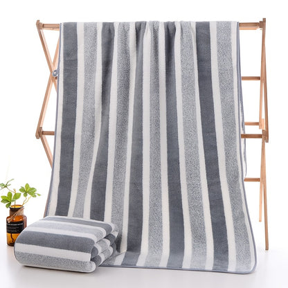 Striped Bath Towel Set, Absorbent Quick-Dry Shower Towels, Super Soft Skin-Friendly Cotton-Feel Bathing Towels for Home Bathroom & Beach, 27.6x55.1 Inch, Available in 1-Pack & 4-Pack, Multiple Colors