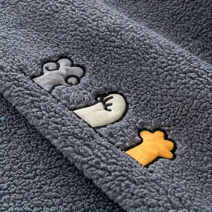 Sofa Cover Plush Shearling Non-Slip Pet-Friendly – Thick Couch Protector with Animal Bone Embroidery for 2 3 4 Seater, Soft Warm Slipcover for Living Room Bedroom Office in Dark Gray Off White Coffee Black