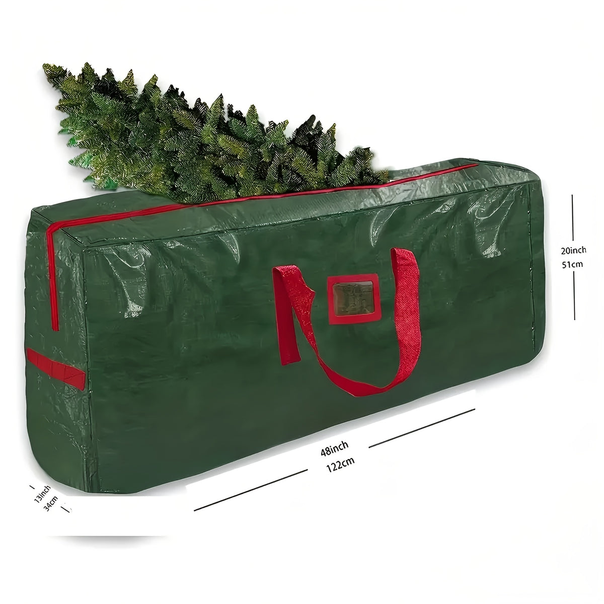 Christmas Tree Storage Bag PVC Extra Large – Fits Trees Up to 7.5 Feet, Durable Waterproof Material with Double Zippers & Strong Handles, Xmas Holiday Tree Organizer, Red