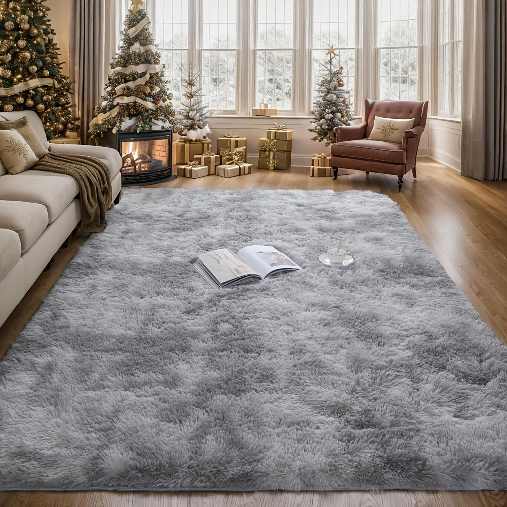 Fluffy Area Rug Non-Slip Soft Plush Carpet for Living Room Bedroom Kitchen Bathroom – Modern Home Decor Floor Mat Easy to Clean – Multiple Sizes & Colors Coffee Gray Black