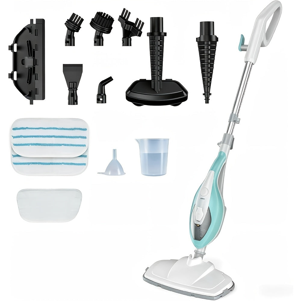 Steam Mop 10-in-1 1300W Detachable Handheld Floor Cleaning Machine – Multi-Surface Steam Cleaner for Hardwood, Tile, Laminate & Carpet, 16Ft Cord, 2 Washable Pads, Upright & Handheld 2-in-1