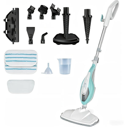 Steam Mop 10-in-1 1300W Detachable Handheld Floor Cleaning Machine – Multi-Surface Steam Cleaner for Hardwood, Tile, Laminate & Carpet, 16Ft Cord, 2 Washable Pads, Upright & Handheld 2-in-1