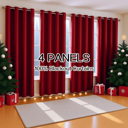 Blackout Curtains 4 Panels 100% Light Blocking Thermal Insulated Soundproof Privacy Curtains for Bedroom Living Room, Heat Noise Reduction Window Drapes, Multiple Sizes, Wine Red Black Gray