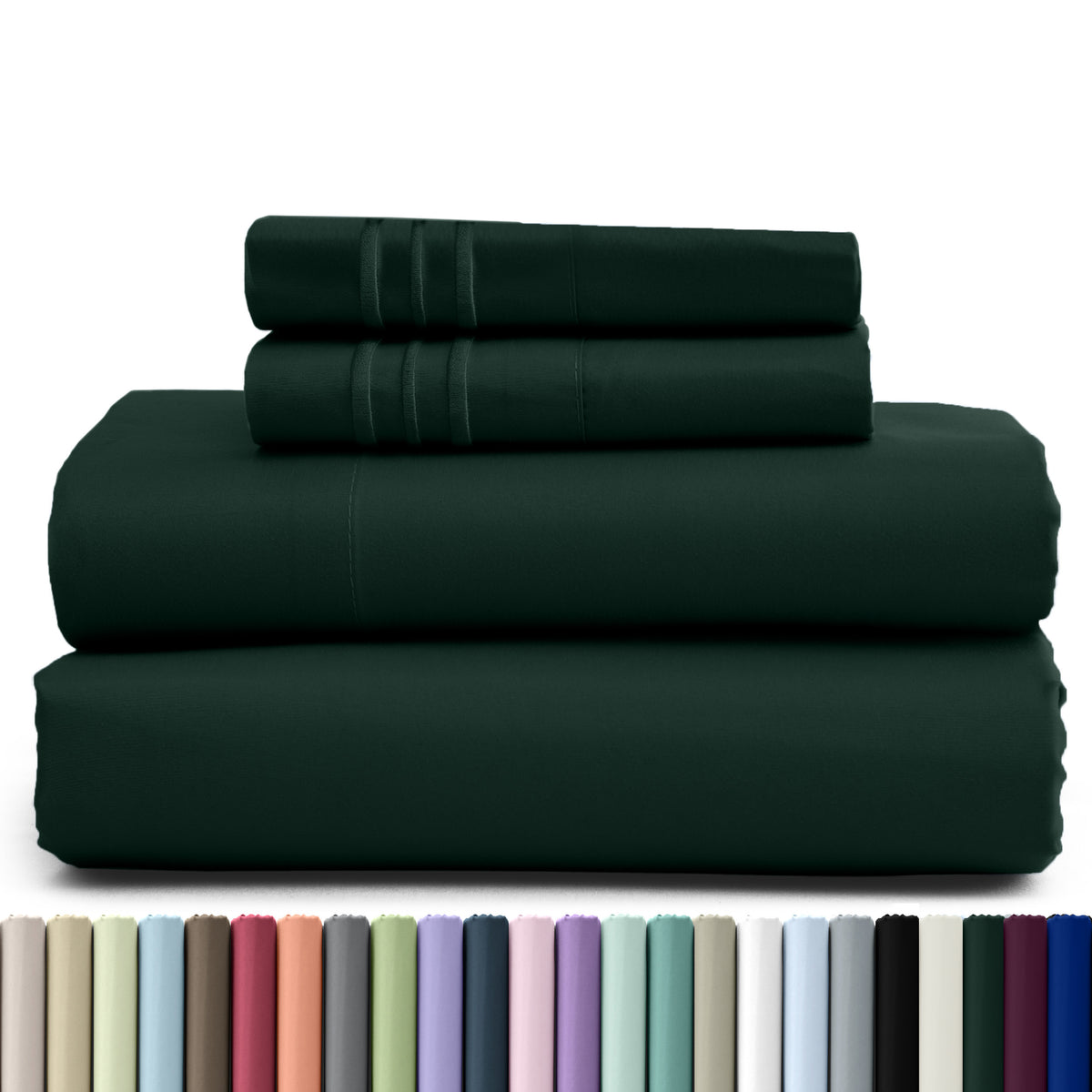 1800 Series Bed Sheets Set 4 Pieces – Brushed Microfiber Deep Pocket Sheet Set with Pillowcases, Cooling & Breathable Bedding for All Seasons, Fade Resistant, Fits Mattresses Up to 16 Inches