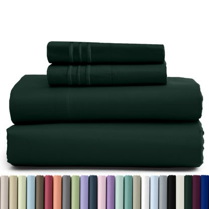 1800 Series Bed Sheets Set 4 Pieces – Brushed Microfiber Deep Pocket Sheet Set with Pillowcases, Cooling & Breathable Bedding for All Seasons, Fade Resistant, Fits Mattresses Up to 16 Inches