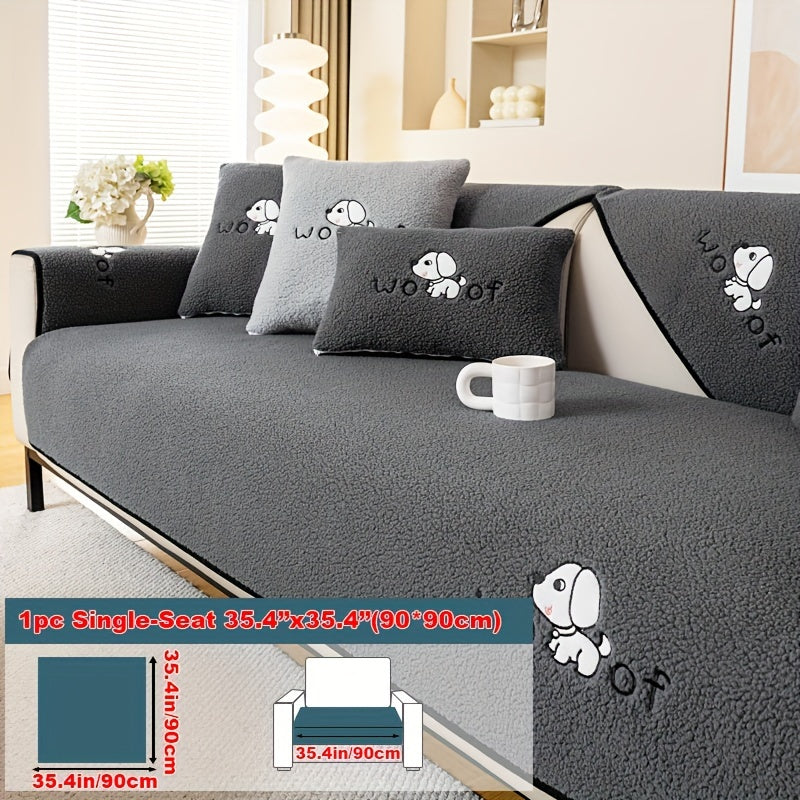 Sherpa Sofa Cover for Pets – Thick Plush Non-Slip Couch Protector Slipcover for Dogs & Cats, Furniture Protection Cover for Sofa Seat, Backrest, Armrest & Cushion, Bedroom Living Room Office