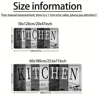 Kitchen Mat Non-Slip Absorbent - Anti-Fatigue Floor Mat for Kitchen Bathroom Laundry Room Hallway, Washable Cushioned Rug with Printed Design, Multiple Sizes & Wood Grain Options