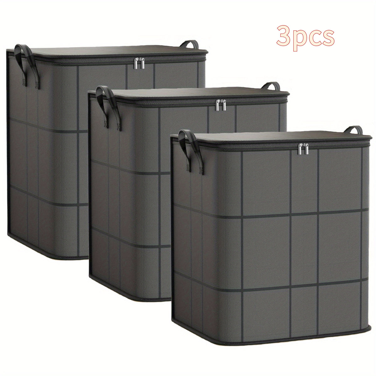 Under Bed Storage Bags 3-Pack Large Foldable Clothing Organizer Bags Thickened Fabric Zipper Closure Reinforced Handles Space-Saving for Clothes Bedding Blankets Wardrobe Moving Home