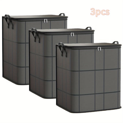 Under Bed Storage Bags 3-Pack Large Foldable Clothing Organizer Bags Thickened Fabric Zipper Closure Reinforced Handles Space-Saving for Clothes Bedding Blankets Wardrobe Moving Home