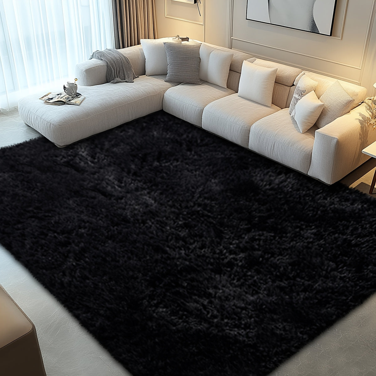 Shaggy Area Rug for Living Room – Ultra-Soft Fluffy Bedroom Carpet, Thick Plush Floor Mat for Home Decor, 5x7 6x9 8x10 9x12 Ft, Tie-Dye & Solid Colors