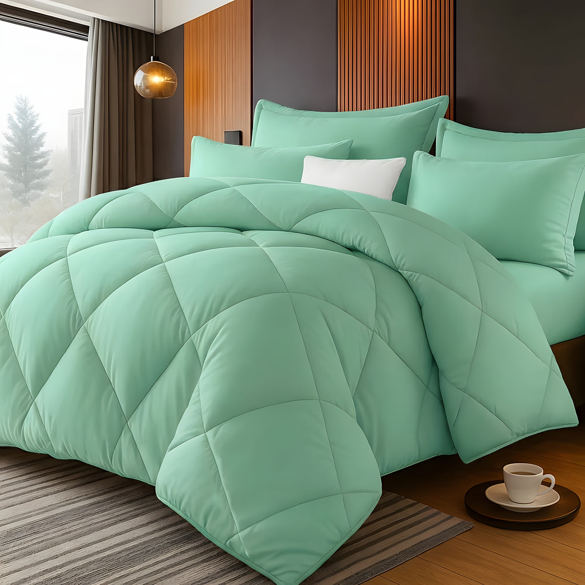Comforter Set Queen King Twin Diamond Grid Quilted, Soft Microfiber Down Alternative Bedding Set with Pillowcases, All Season Breathable Lightweight Duvet Insert, 9 Colors Available