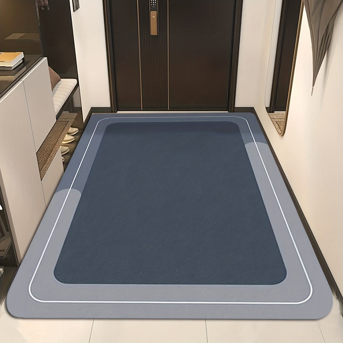 Diatomaceous Earth Bath Mat Non-Slip Quick Dry Absorbent Kitchen Floor Mat 2.5cm Thick 1750g/m² Soft Cushion Wipe Clean Bathroom Rug Anti-Slip Home Floor Mat