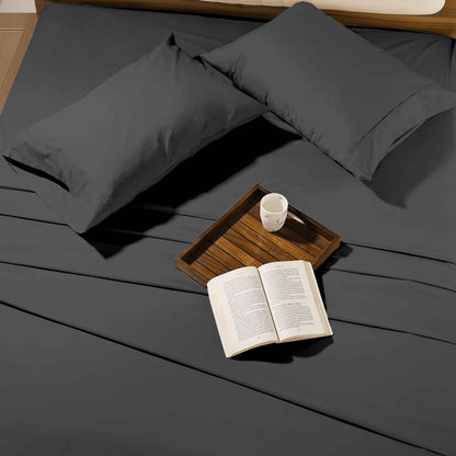 1000 Thread Count Egyptian Cotton Sheet Set Sateen Weave Deep Pocket 16 Inch Fitted Sheet Flat Sheet Pillowcases Soft Breathable Luxury Bedding Twin Full Queen King Grey Ivory White