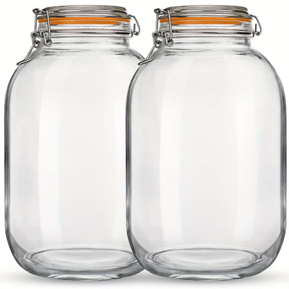 1 Gallon Glass Mason Jars with Airtight Lids 2 Pack – Wide Mouth Hinged Storage Jars with Silicone Gaskets for Fermenting Canning Preserving