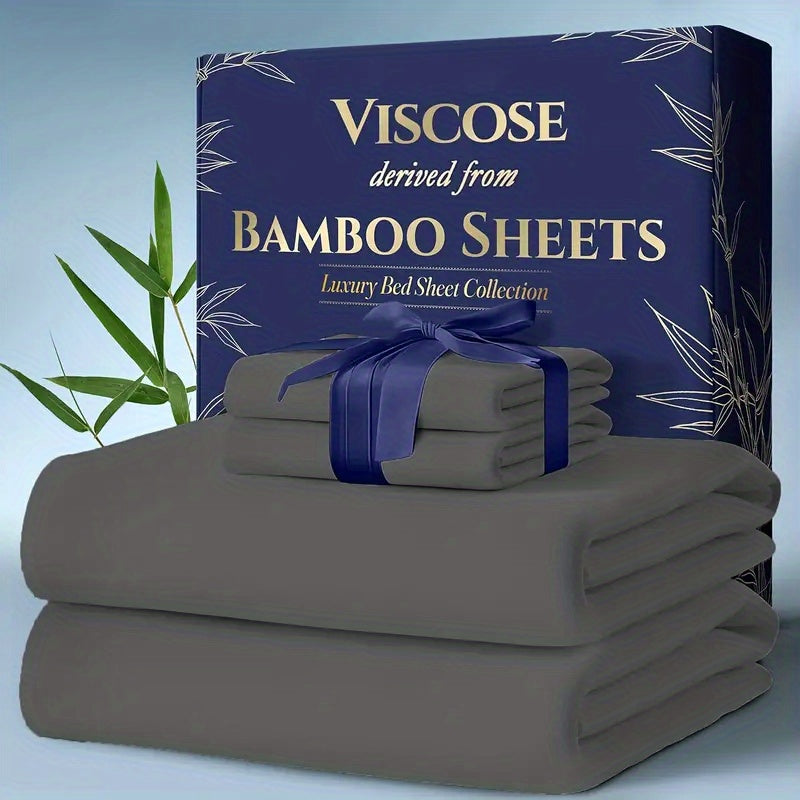 Bamboo Cooling Bed Sheet Set 6-Piece – Ultra-Soft Deep Pocket Fitted Sheet for Hot Sleepers Double-Stitched Machine Washable Twin Full Queen King in 7 Colors