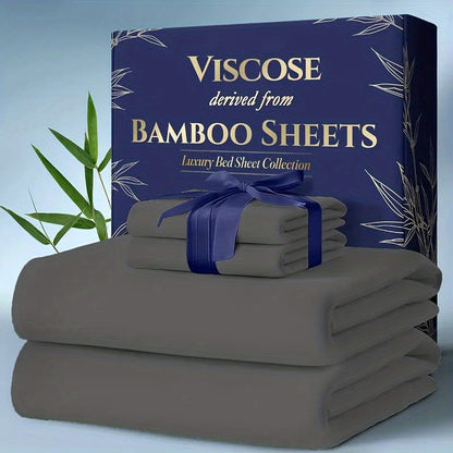 Bamboo Cooling Bed Sheet Set 6-Piece – Ultra-Soft Deep Pocket Fitted Sheet for Hot Sleepers Double-Stitched Machine Washable Twin Full Queen King in 7 Colors