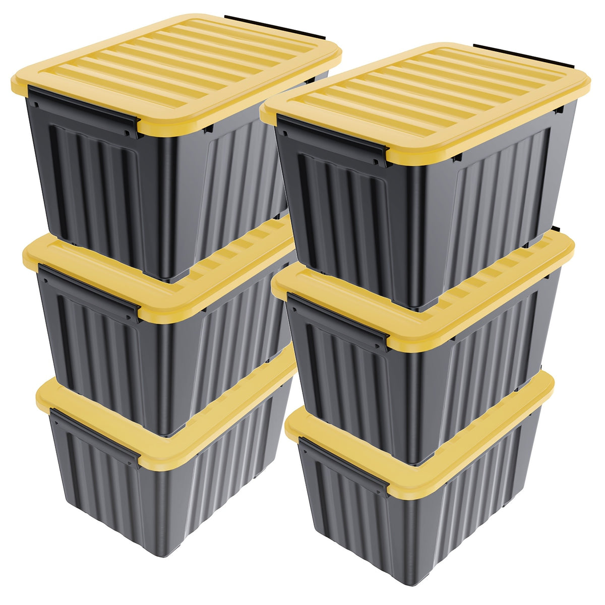 Storage Bins with Lids and Wheels Stackable 72Qt 97Qt Heavy Duty 220LB Capacity 4 6 Pack Plastic Storage Boxes for Home Garage Basement Clear Blue Black