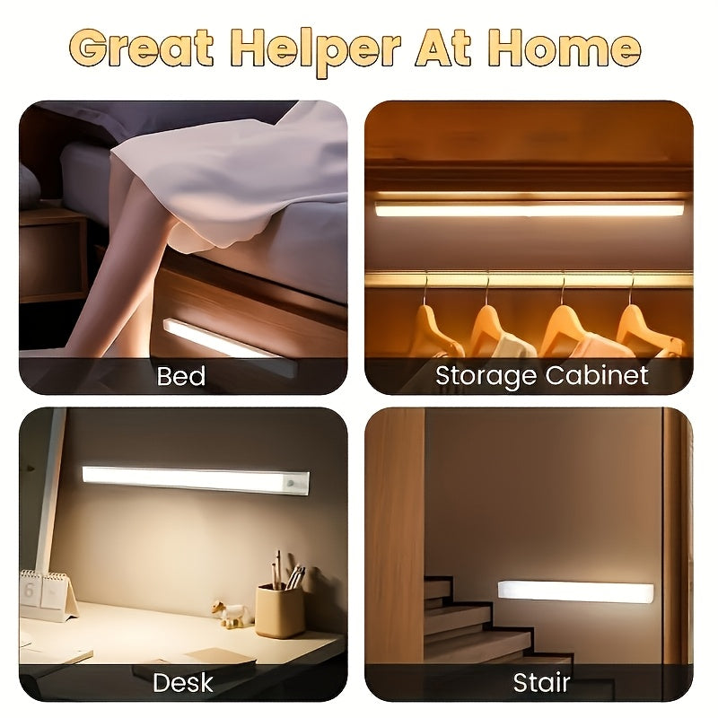 Motion Sensor LED Cabinet Light USB Rechargeable 12-Pack, 12 LED Wireless Night Light 3 Modes Wall Mount for Bedroom, Staircase, Kitchen, Closet & Hallway – 10cm, 20cm or 30cm