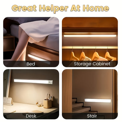 Motion Sensor LED Cabinet Light USB Rechargeable 12-Pack, 12 LED Wireless Night Light 3 Modes Wall Mount for Bedroom, Staircase, Kitchen, Closet & Hallway – 10cm, 20cm or 30cm