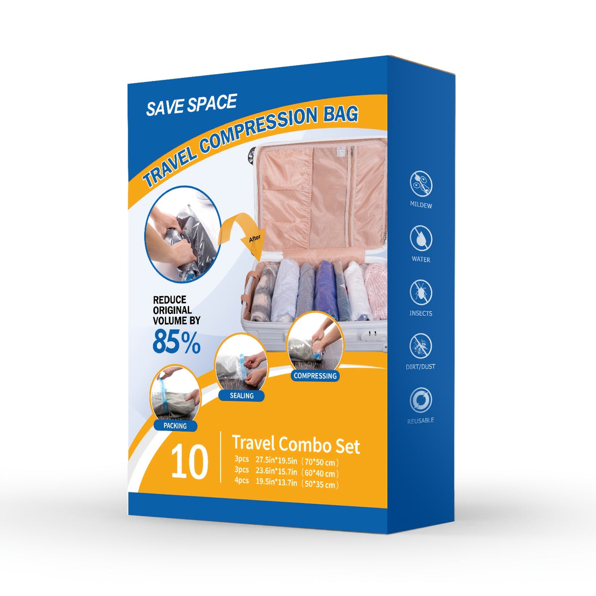 Vacuum Storage Bags for Clothes – Jumbo Space Saver Bags for Comforters Blankets Pillows Bedding, Extra Thick Travel Compression Bags with Hand Pump, 4 8 10 12 20 30 Pack
