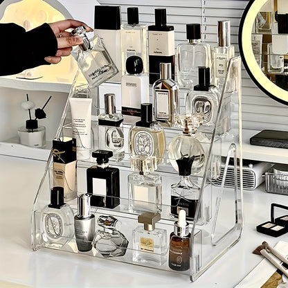 Clear Acrylic Perfume Organizer 5 Tier Transparent – Countertop Vanity Display Shelf for Perfume Bottles Skincare Makeup Cosmetics Lightweight Sturdy Tool-Free Assembly Bathroom Dresser