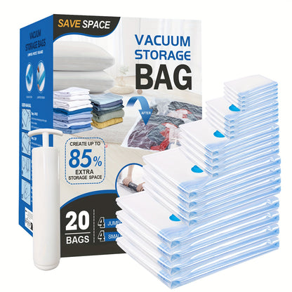 Vacuum Storage Bags for Clothes – Jumbo Space Saver Bags for Comforters Blankets Pillows Bedding, Extra Thick Travel Compression Bags with Hand Pump, 4 8 10 12 20 30 Pack